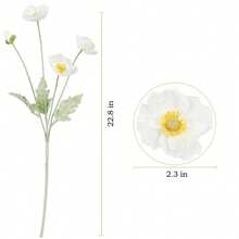 1/6支装，59厘米逼真罂粟花，每枝4朵，简约现代风格，可弯曲且不褪色 - 适用于DIY花墙、场景装饰、花瓶插花、婚礼、派对、客厅、卧室、厨房、花园、户外、生日、毕业礼物等场合的桌面装饰。 - 白色 - 查看 3