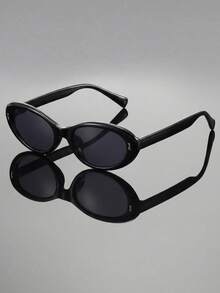 1 Cặp kính gọng oval thời trang unisex, phụ kiện đi biển mùa hè. - màu đen - Xem 2