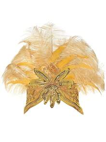 1pc Carnival Feather Headpiece Showgirl Headband Women's Feather Pageant Headband 1920s Flapper Headband - A - View 10