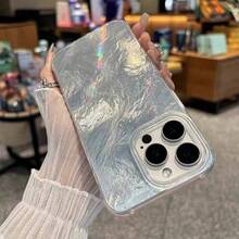 1 chiếc ốp lưng điện thoại tối giản không họa tiết, họa tiết vân băng 3D dập nổi, hiệu ứng lá thiếc, sóng lượn bất đối xứng, chống sốc IMD, màu bạc gradient, ánh kim loại, phong cách nghệ thuật, phù hợp với điện thoại Apple/Honor/Transsion, phiên bản quốc tế, không phải phiên bản nội địa. - Bạc - Xem 2