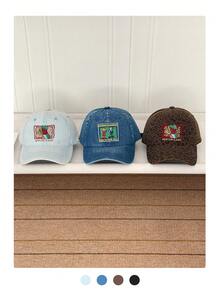 Y2K卡通鳄鱼刺绣软顶棒球帽，宽帽檐修饰脸型，时尚男女通用复古豹纹帽 - 多色 - 查看 5