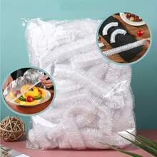 100 Transparent Food Preservation Bags, Disposable Design, Can Be Used At Any Time, Suitable For Bowls, Plates, And Fruits Of Various Sizes, To Store Food In The Refrigerator And Prevent Dust - White - View 8