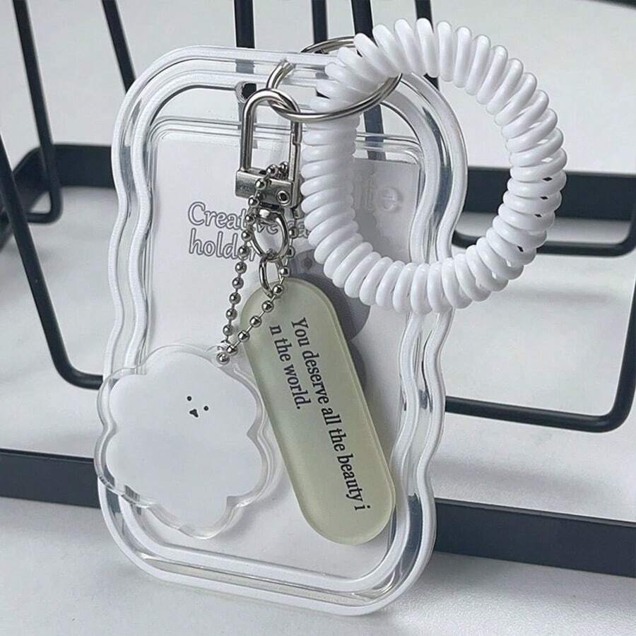 Transparent Card Case, Bus Card Case, Gradient Design Wavy Photo Card Holder, Cute Campus Card Case - With Cute Pendants And Bracelets - Perfect Holiday Gifts