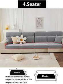 1pc Stretch Sofa Cover, Non-Slip Full Coverage Sofa Seat Cover, Chenille All Season Universal Sofa Cushion Cover, Thick Fabric Sofa Throw Blanket, Machine Washable, Pet Friendly, Dust Proof, Suitable For Bedroom, Office, Living Room, L-Shaped Sofa And 1/2/3/4 Seater Sofa - Dark Grey - View 15