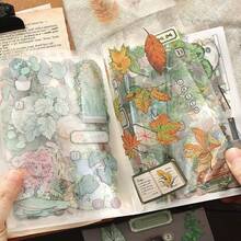 1本书，复古植物贴纸书，记忆之旅系列PET贴纸，礼品包装标签，日记分层贴纸，相册和日记装饰配件，垃圾日记贴纸，艺术和手工装饰贴纸，剪贴簿纸张，剪贴簿用品，文具，趣味贴纸 - 貼紙 - 查看 5