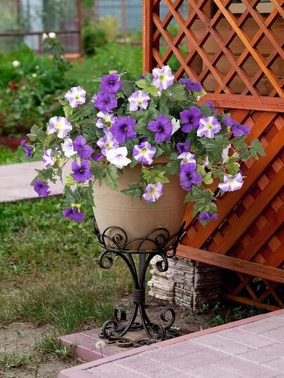 MEHELANY 1pc Purple Artificial Fake Flower Plant, Suitable For Outdoor Decor, Durable Faux Cornflower Silk Flower, Applicable For Home Indoor/Outdoor Garden Balcony Patio Porch, Realistic Decor, Home Garden Outdoor Wedding Arch Floral Decor, Tabletop Garden Decoration, Party Yard