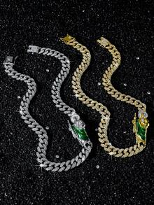 1 Set Men's Full Diamond Cuban Link Religious St. Jude Pendant Necklace And Bracelet Set - Style a - View 2