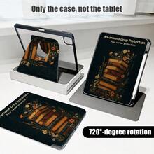 1件PU皮革保护套，带支架、笔槽、书籍和花卉图案、720度旋转支架、自动休眠/唤醒功能，兼容荣耀MatePad、苹果第十代/11 2025（A16）及其他型号 - 彩色 - 查看 8