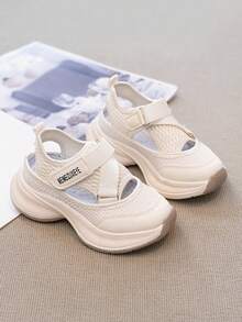 2026夏季新款儿童运动凉鞋，厚底休闲鞋，防滑男童跑步鞋，时尚女童厚底运动鞋，校园学生婴儿凉鞋 - 米色 - 查看 6