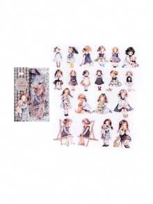 MOCARD 1 Pack 40pcs Doll House Themed Decorative Stickers, Creative Aesthetic Sticker Art, DIY Craft, Gift, Personalized Scrapbook, School Supplies,School Supplies,Back To School Scrapbook Supplies Funny Stickers Laptop Stickers Kindle Phone Stickers - Black - View 10
