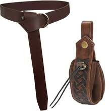 1 pieza/2 piezas Cinturón de caballero medieval retro - Longitud de 190 cm, Conjunto de cinturón y billetera de cuero sintético del Renacimiento, Disfraz de guerrero vikingo, Adecuado para hombres y mujeres, Halloween LARP - Multicolor - Ver 9