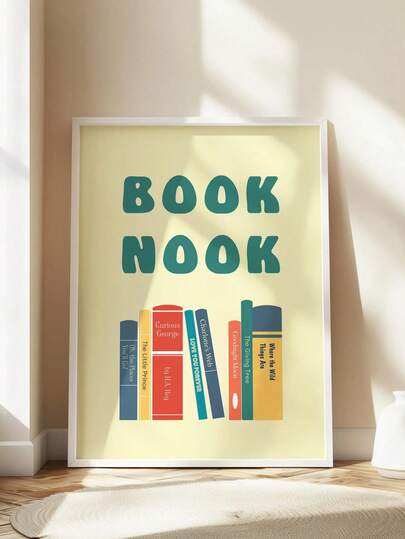 1pc, Canvas Wall Art, Framed Nursery Decor Wall Art, Children's Reading Theme Wall Art Painting, Suitable For Book Nooks, Playrooms, Reading Corners, Etc. The Perfect Gift For Book Lovers, Vintage Style, Children's Room Decorative Painting, Toddler Bedroom, Illustrated Wall Decor, Kids' Room Wall Art, Eclectic Style Children's Room Decorative Painting, Playroom Decor, Baby Gift, Kindergarten Decor