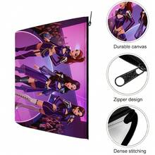 1个女士创意钱包，1个休闲涤纶化妆包，K-Pop系列印花图案，耐用双面印花，可折叠轻便旅行收纳包，多功能大容量，是度假和生日礼物的理想之选 - A - 查看 6