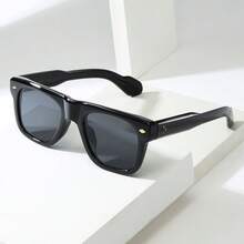1 pieza Gafas de moda minimalistas de montura grande y cuadrada, estilo retro, unisex, adecuadas para conducir, viajar, uso casual y diario - Multicolor - Ver 10