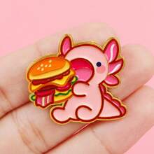 可爱卡通墨西哥钝口螈软珐琅胸针 男士翻领别针 背包饰品 女士胸针 服装徽章别针 配饰 - 金色 - 查看 7