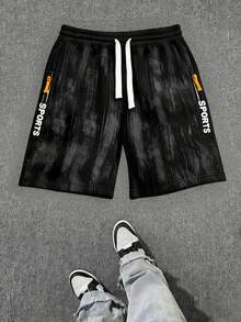 Men's Drawstring Waist Slim Fit Casual Pants With Side Zipper Details, Cropped, Minimalist Athletic Style, Suitable For Gym, Spring/Summer - Black - View 2