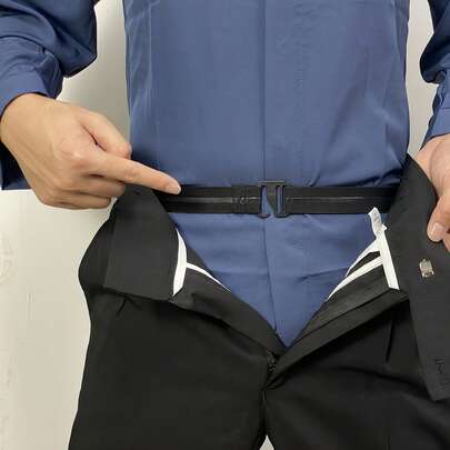 2条装男士防滑弹力腰带，可调节尼龙正装/休闲双面腰带，带扣闭合，优雅修身设计