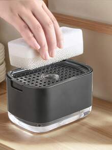 1个厨房皂液器泵，海绵架洗洁精泡沫器，创意水槽收纳架，适用于厨房和浴室清洁 - A - 查看 6