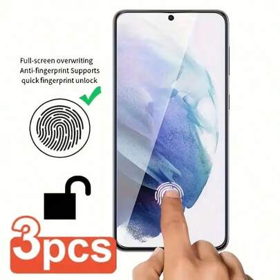 适用于三星 Galaxy S21/S22/S23/S24/S25/S26 的 3 片装钢化玻璃屏幕保护膜