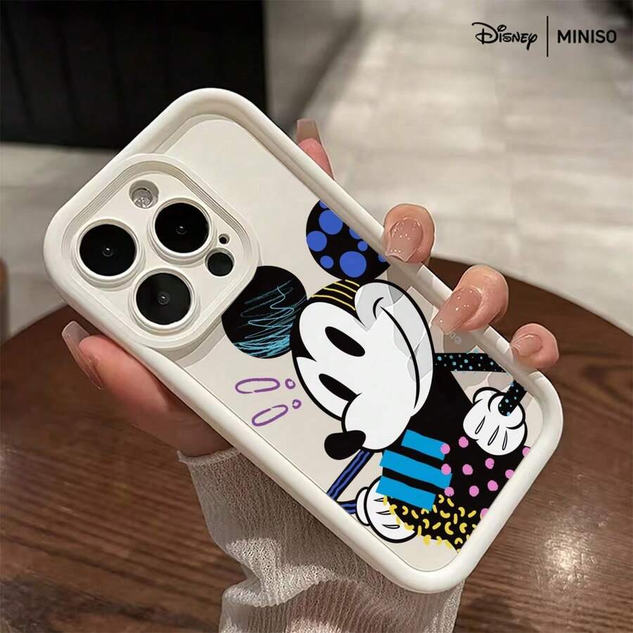 Miniso 迪士尼米奇波普艺术涂鸦设计手机壳，适用于 iPhone 17/17 Pro/17 Pro Max/17 Air/16/15/14/13/12/11/X 系列，iPhone 17 Pro Max 手机壳，iPhone 17 Pro 手机壳，iPhone 17 手机壳，圣诞礼物，送给女朋友 - 白色 - 查看 1