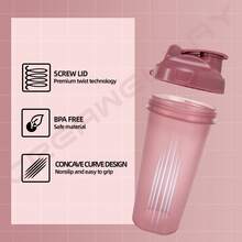 2pcs 24oz/700ml Shaker Bottles For Protein Mixes, Shaker Bottle With Wire Whisk Ball, Protein Shaker Bottle, Shaker Cup, Protein Shaker, Protein Shake Bottle, Bottle Shaker, Dishwasher - 粉紅色/黑色 - 查看 4
