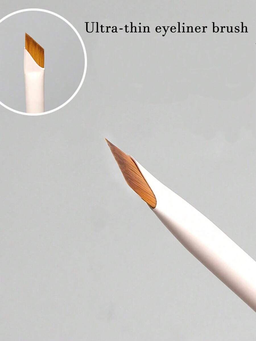 1/2支装 白色升级版精准斜角眉眼线化妆刷，超柔软细节刷，眉刷，眼影刷，化妆刷 - 白色 - 查看 1