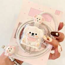 A Protective Case Compatible With Apple 20W Chargers, Featuring A Protective Cable And A Cute Puppy Design. - Clear - View 3