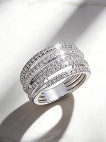 1 时尚无限循环锆石圣诞妈妈/夫人婚礼爱人节日派对礼物戒指 - 銀色 - 查看 2