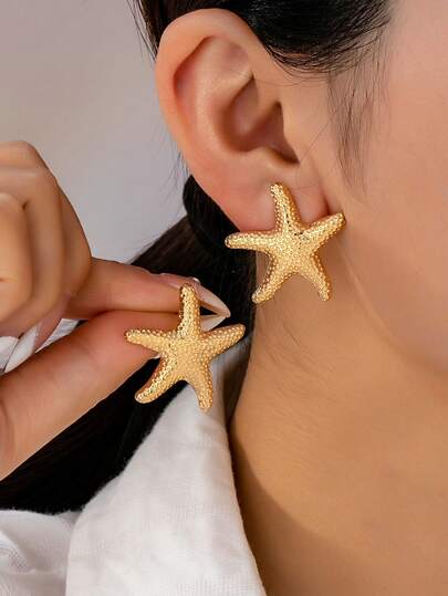 1对休闲百搭时尚潮流度假海洋风海星耳环