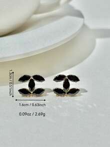 Pendientes con colgante de perla con doble C chapado en oro de 18K, elegantes y lindos, adecuados para uso diario y ocasiones - Pendientes de moda negros y dorados - Ver 5