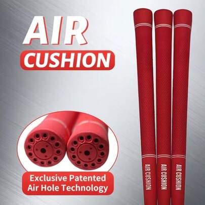 产品描述：喷涂方式：上下两圈/LOGO喷涂。颜色：红色。长度：260毫米±3毫米/10.24英寸±0.12英寸。重量：51克±3克。芯径：58R。其他说明：我们的高尔夫气垫握把采用业内独有的专利透气技术。握把顶部均匀分布的透气孔形成有效的减震系统。