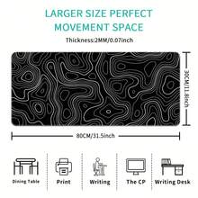 Artistic Curved Extra Large Mouse Pad, Gaming Desk Mat, Big Keyboard Pad, Washable, Rubber Non-Slip Bottom, Stitched Edge, Gift Mouse Pad, Desk Protector, Study Pad, Multiple Sizes Available, Computer Keyboard Mat, Laptop Pad - Artistic Curves In Black - View 10