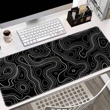 Artistic Curved Extra Large Mouse Pad, Gaming Desk Mat, Big Keyboard Pad, Washable, Rubber Non-Slip Bottom, Stitched Edge, Gift Mouse Pad, Desk Protector, Study Pad, Multiple Sizes Available, Computer Keyboard Mat, Laptop Pad - Artistic Curves In Black - View 2