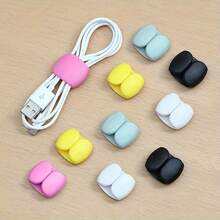5pcs Multi-Color Cable Organizer Clips - Soft Color & Black Durable Plastic Cable Holders, Compatible With Type-C/Lightning/Micro-A Cables For Earphones, Chargers, Tablets, Smartphones, Laptops (Pink, Yellow, White, Gray) - Cable Management Clip - View 1