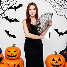 1pc Chinese Folding Lace Hand Fan, Suitable For Party, Wedding, Church, Dance (Available In Pink, Black, White) - 1PC - View 11