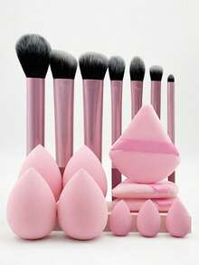 17件套化妆刷和海绵工具套装，专业化妆刷和美妆蛋套装，粉扑化妆刷套装，化妆刷套装，化妆刷套装，化妆刷套装，全套化妆工具，化妆刷套装，全套化妆工具，化妆刷套装，化妆刷套装，化妆礼品套装，赠品，专业化妆刷，全套化妆工具 - 彩色 - 查看 1