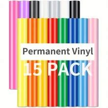 15 miếng decal vinyl vĩnh cửu, thích hợp cho các dự án thủ công, dễ cắt và dễ dán. - Nhiều màu - Xem 1