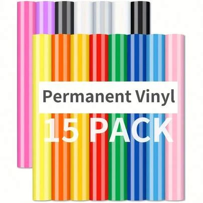 15 miếng decal vinyl vĩnh cửu, thích hợp cho các dự án thủ công, dễ cắt và dễ dán.