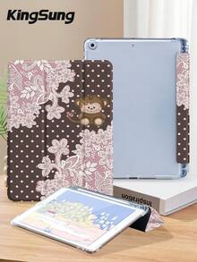 Kingsung 尖头蕾丝花猴图案平板电脑保护套，适用于 9.7/10.2/10.5/10.9/12.9 英寸 Pro 11 英寸、第十代 Galaxy Tab S6 Lite 10.4 英寸、Kindle Paperwhite 第十二代（2024 年款）、Kindle（第十一代，2022 年款）、Kobo Clara Color，柔软防震，智能支架/自动唤醒/睡眠功能 - 彩色 - 查看 4