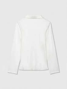 Women's Fashion Casual Solid Color Lapel Tie Long Sleeve Blouse, Silk-Like Material Spring - Light Beige - View 2