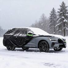 Husă auto îngroșată 210T, protecție UV, husă auto impermeabilă și respirabilă pentru toate intemperiile, husă auto rezistentă la zgârieturi, rezistentă la praf, pentru exterior, pentru sedan și SUV, accesorii auto - 210T Negru - Vizualizare 4