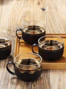 Juego de té Kung Fu de alta gama con tetera de vidrio de 1000 ml, tetera de vidrio borosilicato a prueba de fugas y resistente al calor, juego de tazas de té de cerámica, filtro de té de acero inoxidable, adecuado para temperaturas de -20 a 120 grados Cel - Negro - Ver 10