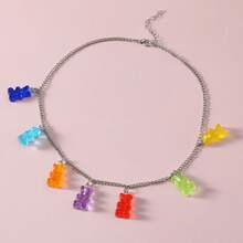 1pc Fashionable Versatile Crystal Bear Pendant Necklace - Rainbow Bear Necklace - View 6