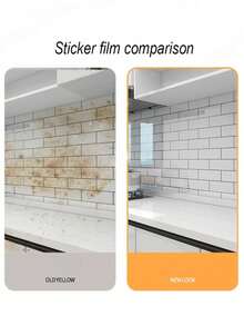 1pc White Marble Self-Adhesive Kitchen Anti-Oil Sticker, Heat-Resistant Kitchen Wall Sticker For Countertop, Cabinet, Tile Renovation - View 10