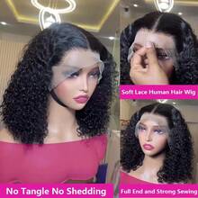 180% Density Burmese Curly Short Bob Wig Human Hair Bob Wigs Deep Wave 13x4 HD Lace Frontal Wig 13x4 Lace Closure Wig Virgin Bob - Natural Black - View 5