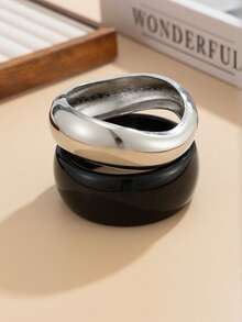 1件波西米亚几何夸张弧形树脂手镯，奢华优雅，适合婚礼、派对、度假、休闲、街头风格，女士及情侣适用，节日、生日等场合皆宜，百搭礼物。 - 手鐲 - 查看 5