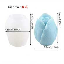6pcs Tulip-Shaped Candle Molds Silicone Floral Molds For Crafting Your Own Candles Unique Gifts & Art Projects Lifelike Flower Mold Perfect For Celebrating Mother's Day, Christmas, Weddings & Festive Decor - Transparent - View 5