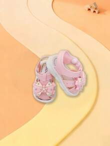 儿童夏季室内沙滩凉鞋，带趾套 - 粉色 - 查看 2