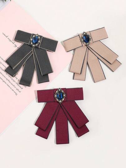 1pc Women's Fashion Elegant Crystal Rhinestone Decor Bow Tie, Suitable For Stage Performance, Party Matching