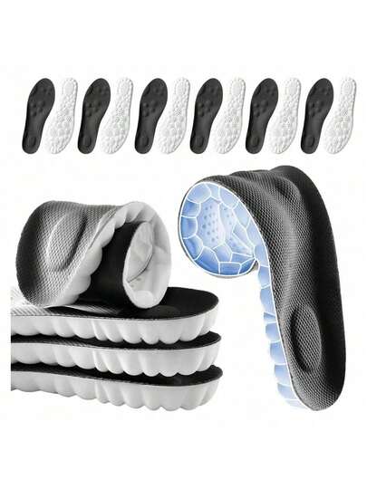 Plantillas de Espuma 4D con Masaje, Absorben Sudor y Ajustables, para Zapatos Deportivos y Casuales, Alivian la Fatiga
